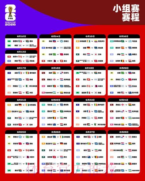 2026世界杯比赛时间表及详细赛程安排